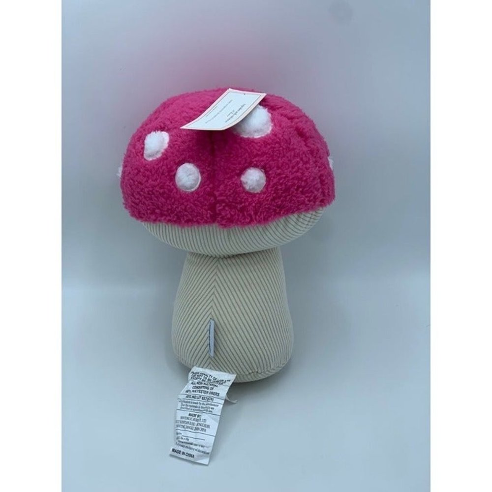 Cupcakes & Cashmere Hot Pink Mushroom Plush Decorative Throw Pillow